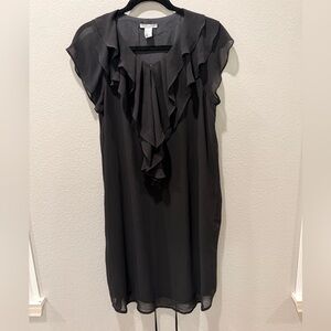 🖤 H&M Classic Black Dress w/ Ruffle Cap Sleeves & V-Neck – SZ 12 🖤